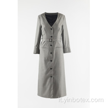 Cappotto lungo a righe da donna